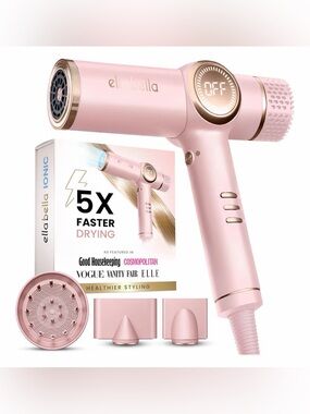 ELLA BELLA® Professional Ionic Hair Dryer with Diffuser, Negative Ion Blow Dryer